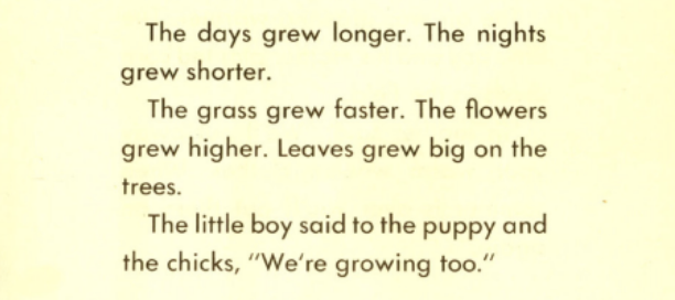 Text excerpt from “Growing Story.”
