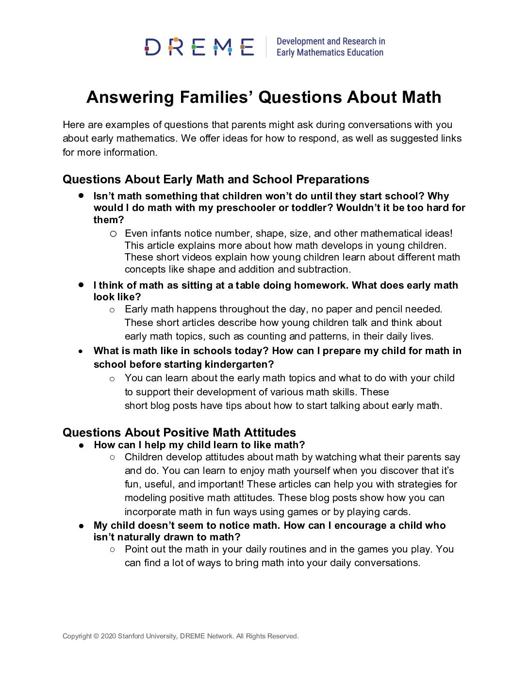 Download Answering Families’ Questions About Math PDF PDF